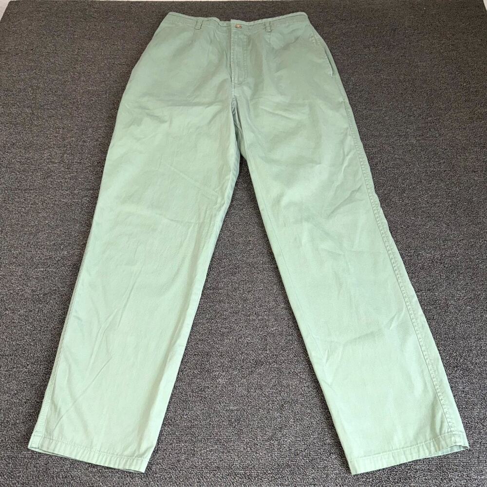 L.L. Bean Chino Pants Womens 10 Faded Sage Cotton Pockets Casual Wear Flat Front